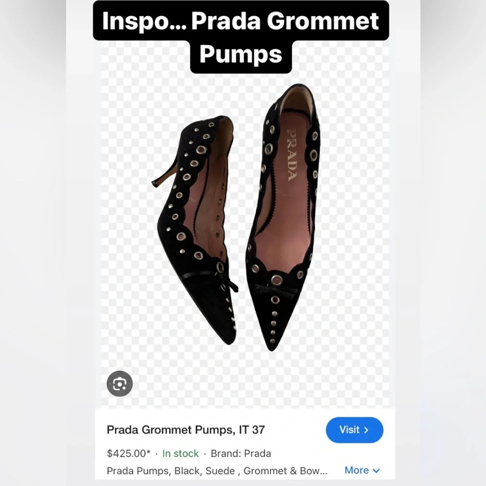 Sacco Black Suede Grommet Pointy Toed Scalloped Edge Kitten Heel Pumps Size 8 38 - Picture 4 of 16